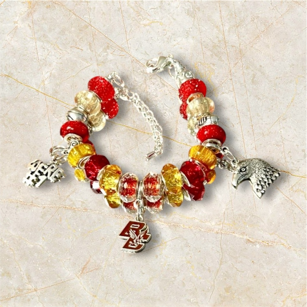 Boston College Inspired Beaded Charm Bracelet - Eagles, NCAA